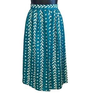 Jonathan Martin Vintage Teal Pleated Full Skirt